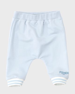 Boy's Striped Trim Logo-Print Sweatpants, Size 3M-18M