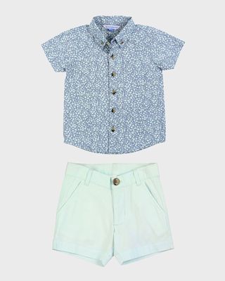 Boy's Summertime Shirt and Chino Shorts Set, Size 3M-8