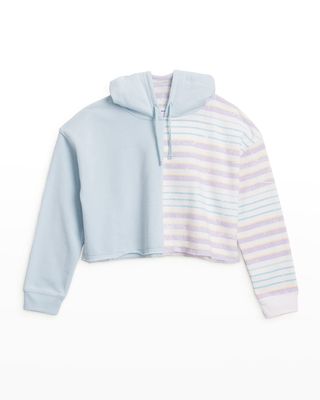 Boy's Sunset Striped Cropped Hoodie, Size 7-14