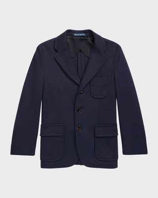 Boy's Tailored Interlock Sport Coat, Size 4-7