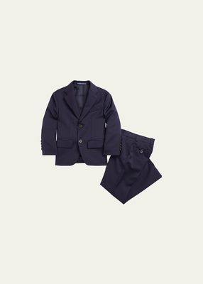 Boy's Tailored Wool Twill Two-Piece Suit, Size 8-18