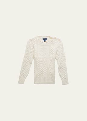 Boy's Textured Knit Sweater, Size 5-7