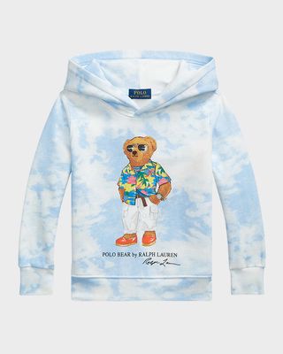 Boy's Tie-Dye Polo Bear Hoodie, Size 2-7