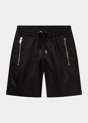 Boy's Tonal 4G Water-Resistant Jacquard Shorts, Size 6-12
