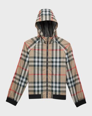 Boy's Troy Check-Print Lightweight Jacket, Size 6-14