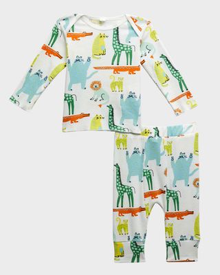 Boy's Two-Piece Animal-Print Pajamas, Size 6M-24M