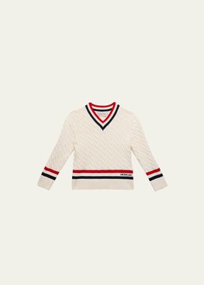 Boy's V-Neck Jersey Logo Sweater, Size 4-6