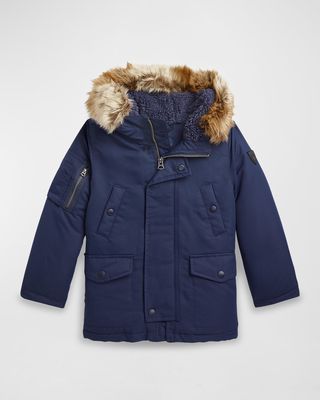 Boy's Water-Resistant Recycled Down Parka Coat, Size 5-7