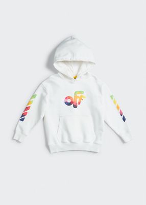 Boy's Watercolor Rounded Logo Hoodie, Size 4-12