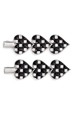 BP. 2-Pack Crystal Heart Barrettes in Silver- Clear