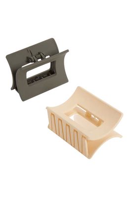 BP. Assorted 2-Pack Square Claw Clips in Grey- Ivory