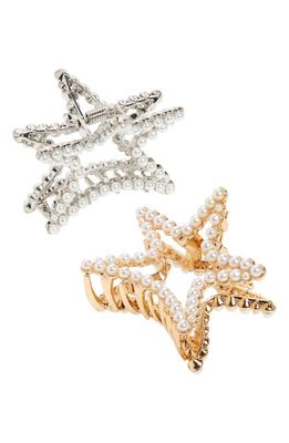 BP. Assorted 2-Pack Star Imitation Pearl Claw Clips in Gold- Silver