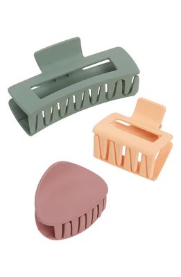 BP. Assorted 3-Pack Geometric Claw Clips in Green Multi