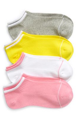 BP. Assorted 4-Pack Organic Cotton Blend Ankle Socks in Pink Soda-Yellow Blaze Multi