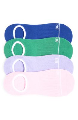 BP. Assorted 4-Pack Organic Cotton Blend No Show Socks in Blue Racer Multi