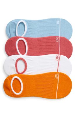 BP. Assorted 4-Pack Organic Cotton Blend No Show Socks in Coral Sunkist Multi