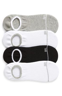 BP. Assorted 4-Pack Organic Cotton Blend No Show Socks in White- Black