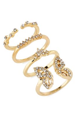 BP. Assorted Set of 4 Rings in Gold- Clear