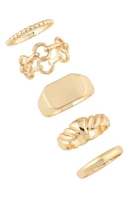 BP. Assorted Set of 5 Rings in Gold
