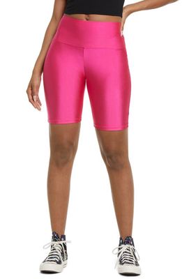 BP. Be Proud by BP Gender Inclusive Shiny High Waist Bike Shorts in Pink Caliente