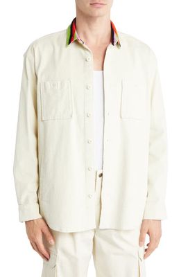 BP. BE PROUD Pride Gender Inclusive Corduroy Shirt Jacket in Ivory Dove