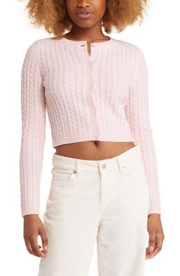 BP. Cable Crewneck Cardigan in Pink Chalk