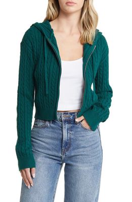 BP. Cable Knit Hoodie Sweater in Green Botanical