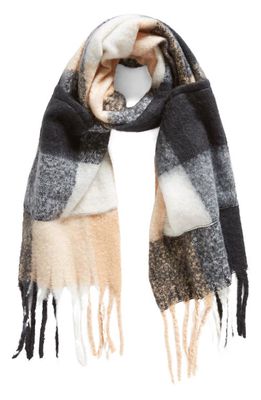 BP. Check Blanket Scarf with Pockets in Black Neutral Multi