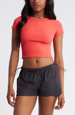 BP. Compact Rib Crop Baby Tee in Red Cayenne