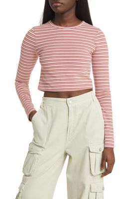 BP. Crewneck Crop Top in Red Nova Stripe