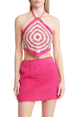 BP. Crochet Miniskirt in Pink Magenta