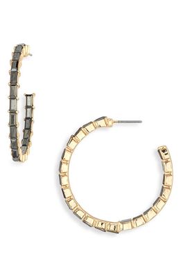 BP. Crystal Baguette Hoop Earrings in Gold- Black