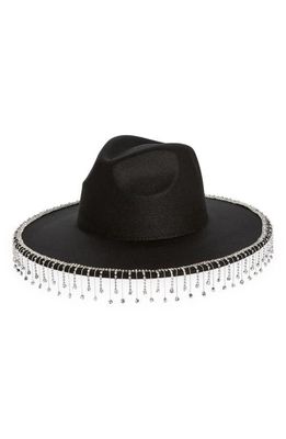 BP. Crystal Drape Cowboy Hat in Black- Clear- Silver