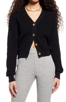 BP. Easy Button Front Cardigan in Black