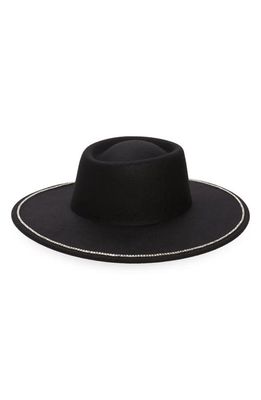 BP. Embellished Felt Boater Hat in Black- Silver