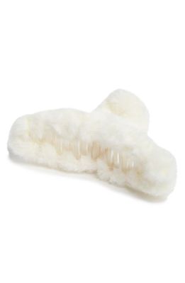 BP. Faux Fur Wrapped Claw Clip in Ivory