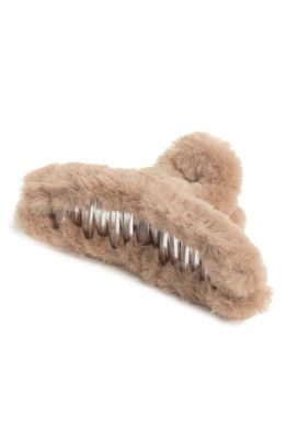 BP. Faux Fur Wrapped Claw Clip in Tan