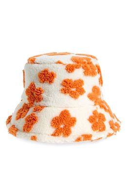 BP. Fleece Bucket Hat in White- Orange