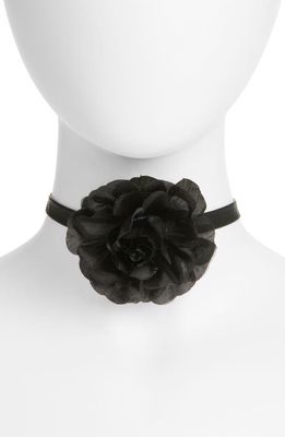 BP. Floral Faux Leather Choker in Black