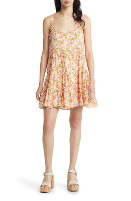 BP. Floral Print Tiered Babydoll Sundress in Pink Reflection Floral