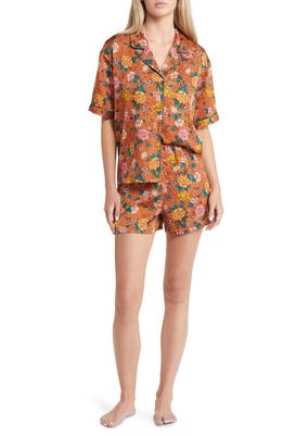 BP. Floral Satin Shorts Pajamas in Rust Texan Horticool Floral