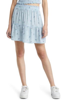 BP. Floral Tiered Miniskirt in Blue Grounded Floral