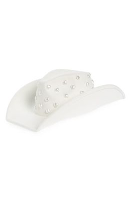 BP. Heart Imitation Pearl Cowboy Hat in White