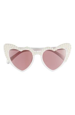 BP. Heart Shaped Imitation Pearl Sunglasses in White Pearl