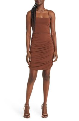 BP. Lace Up Minidress in Brown Chino
