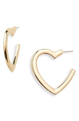 BP. Large Heart Tube Hoop Earrings in Gold