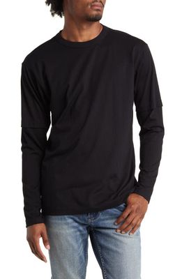 BP. Layer Long Sleeve Cotton Blend T-Shirt in Black