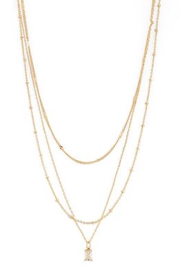 BP. Layered Cubic Zirconia Pendant Necklace in 14K Gold Dipped