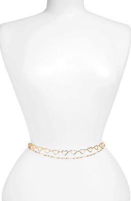 BP. Layered Heart Charm Belly Chain in Gold- White