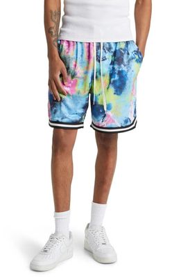 BP. Mesh Basketball Shorts in Blue Pop Tie Dye